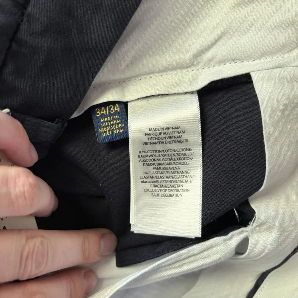 NEW Polo Ralph Lauren Pants Mens 34x34 Blue Classic Fit Chino Stretch Casual